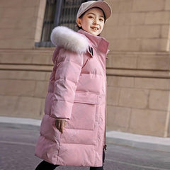 Kid Boy Girl Down Cotton Thick Cotton Long Winter Coats Jackets