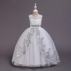 Kid Girl Gorgeous Sequin Sleeveless Party Performance Princess Dress