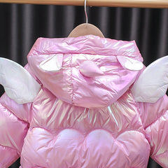 1-7T Kid Baby Girls Padded Thick Long Winter Wing Down Jacket Coats