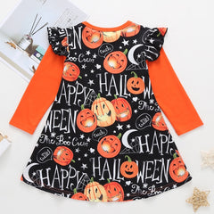 Girls Dress Long Sleeve Cartoon Halloween Print Costume 1-4 Years