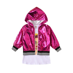 Girls Sets Autumn Full Sleeve Solid Hooded Tops+ Solid Coat 2pcs 1-8Years