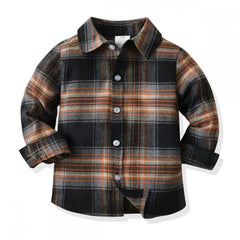 Kid Boys Long Sleeve Plaid Gentle Sets 2 Pcs