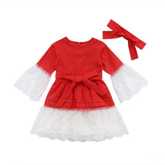 Girl  Party Lace Christmas Dress With Headband