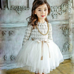 Girls Lace Princess Tutu Formal Long-sleeve Pageant Dress