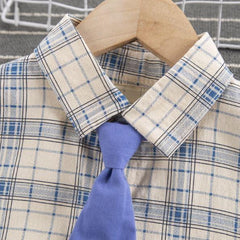 Baby Boy Plaid Bear Tie Outfit 2 Pcs Set