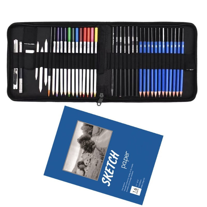 41Pcs Sketching Water Soluble Colored Pencils Set With Portable Zippered Travel Case