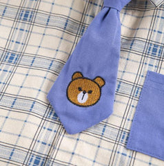 Baby Boy Plaid Bear Tie Outfit 2 Pcs Set